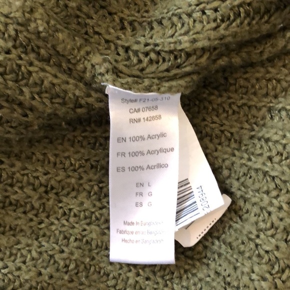 Forever  21 sweater green cold shoulder SZ L hi-lo EUC cowl neck turtleneck - Picture 7 of 7